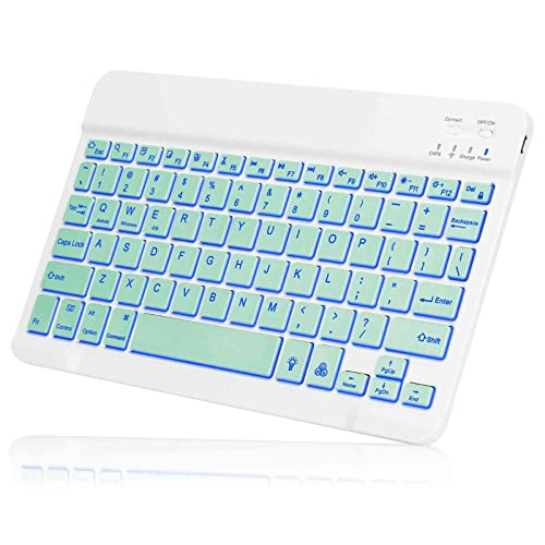 UX030 Lightweight Ergonomic Keyboard with Background RGB Light, Multi Device Slim Rechargeable Keyboard Bluetooth 5.1 and 2.4GHz Stable Connection Keyboard Compatible with Dell Vostro 5410 Laptop