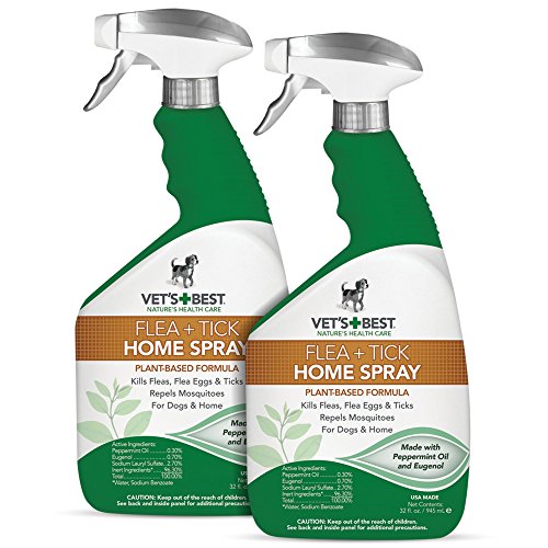 Vet's Best Flea and Tick Home Spray | Flea Treatment for Dogs and Home | Plant-Based Formula | 32 Ounces, 2 Pack