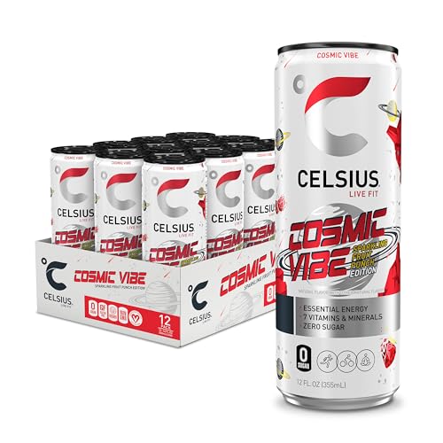 CELSIUS Sparkling Cosmic Vibe, Functional Essential Energy Drink 12 Fl Oz (Pack of 12)