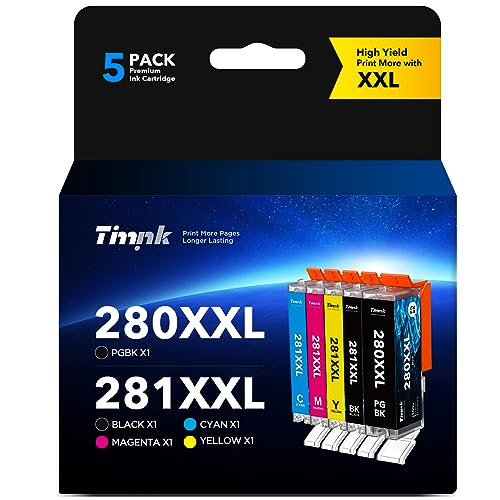 Timink 280 281 PGI-280XXL CLI-281XXL Compatible Ink Cartridges Compo Pack Replacement for Canon PIXMA TR7520 TR8520 TS6120 TS6220 TS8120 TS8220 TS9120 TS9520 TS6320 TS9521C (5 Pack)