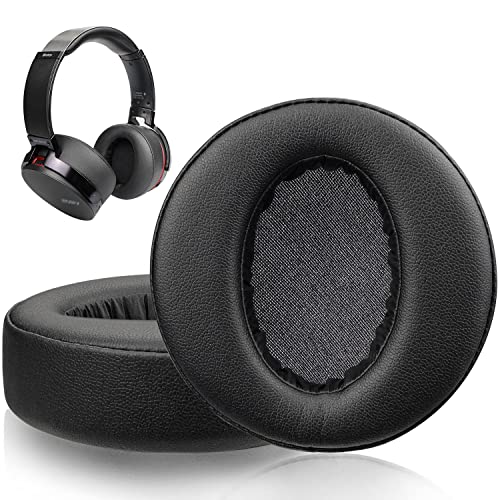 SOULWIT Protein Leather Earpads for Sony MDR-XB950 XB950BT XB950B1 XB950N1 XB950AP Headphones, Noise Isolation Memory Foam - Black