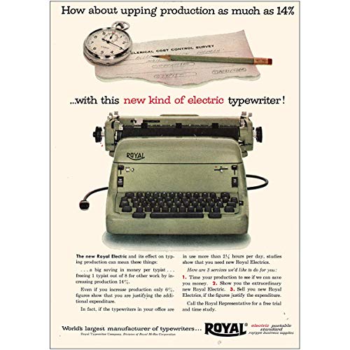 RelicPaper 1955 Royal Portable Typewriter: New Kind of Electric, Royal Portable Typewriters Print Ad