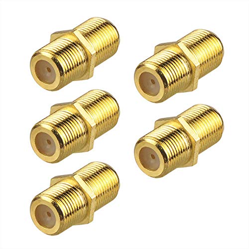 VCE Coaxial Cable Connector, RG6 F-Type Gold Plated Adapter Female to Female Coax Extender TV Cables, 5-Pack