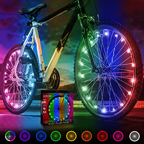 Activ Life Bicycle Spoke Lights (2 Tires, Color-Changing) Fun Accessory for Cool Beach Cruisers, Top Mountain, BMX Trick, Road, Recumbent, Commuting, Tandem, Kids & Folding Bike Best Wheel Lights