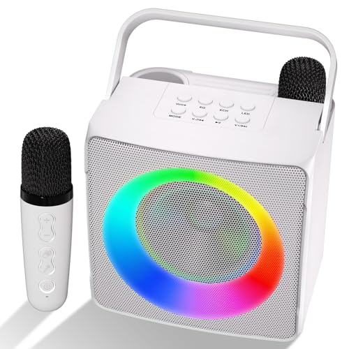 Verkstar Karaoke Machine, Portable Bluetooth Karaoke Speaker for Adults Kids, Unique Singing Machine with Two Wireless Microphones Storage Hole, Ideal Gifts for Girls Boys