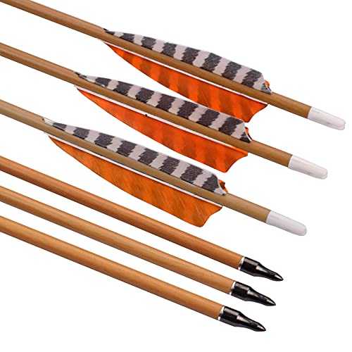 Elong 6pk 30' Archery Carbon Arrows Wood Camo Spine 600 Recurve Bows Turkey Feather Arrow