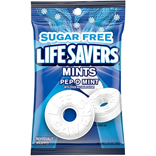 LIFE SAVERS Pep-O-Mint Breath Mints Hard Candy, 2.75 oz Bag (Pack of 12)