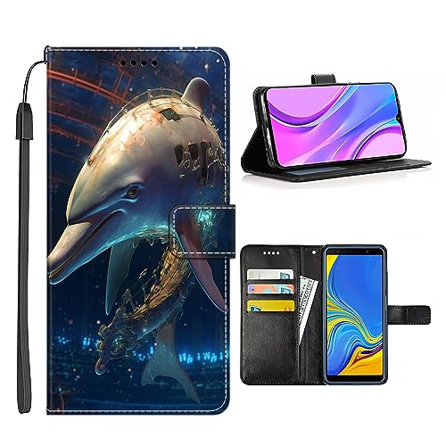 Elgzigok Wallet Phone Case for Samsung Galaxy S21+ with Dolphin-aa1233 - Stylish and Functional PU Leather-Free Smartphone Case with Card Holder Multicolor