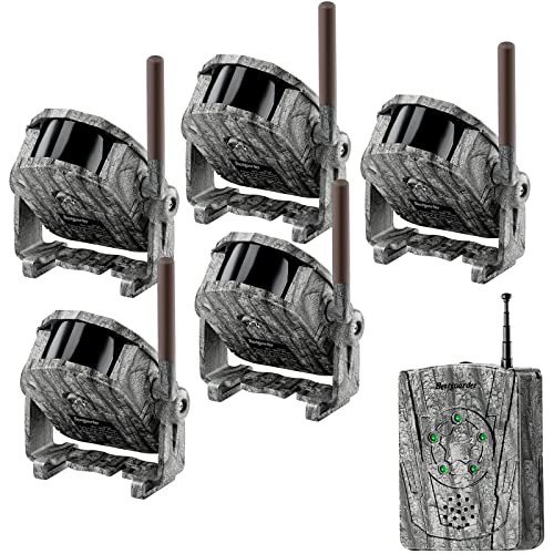 Wireless Alarm System Kits, 300M Wide Range IR Night Vision Alarm in Full Dark Outdoor Weather Resistant 5 Motion Sensor Detector &1 Receiver for Perimeter Trip, Fence Trail Wild Hunting Blind Trap
