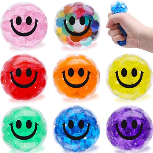 LovesTown 8PCS Stress Ball Toys, Colorful Squeeze Balls Stress Relief Fidget Toys for Kids Adults, Easter Party Favors Birthday Gifts Classroom Rewards