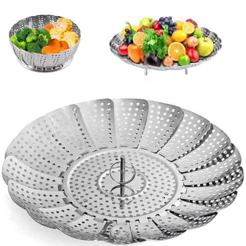 Steamer Basket Stainless Steel Instant Pot Accessories for Food and Vegetable, Zocy Premium Expandable Steam Basket to Fit Various Size Pots Medium (6.1' to 10.5'))