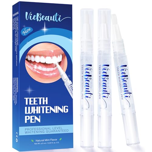 VieBeauti Teeth Whitening Pen (3 Pcs), 30+ Uses, Effective, Painless, No Sensitivity, Travel-Friendly, Easy to Use, Beautiful White Smile, Mint Flavor