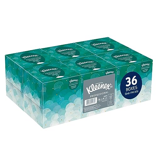 Kleenex Professional Facial Tissues, Bulk (21271), 2-Ply, White, Upright Facial Tissue Cube Boxes for Business (90 Tissues/Box, 6 Bundles of 6 Boxes/Case, 36 Boxes/Case, 3,240 Tissues/Case)