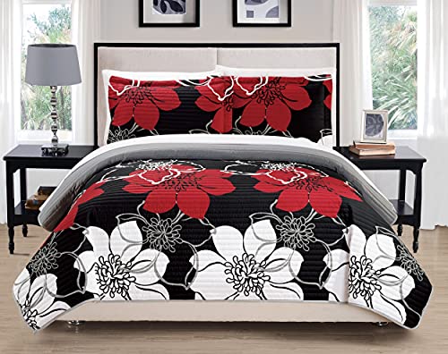 Chic Home Woodside 3 Piece Quilt Set, Queen, Black