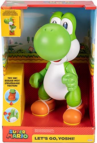 Super Mario Let's Go, Yoshi! 12-Inch-Tall Interactive Action Figure with 20+ Iconic Sounds & Music - Officially Licensed by Nintendo