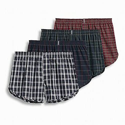 Jockey Men's Underwear Tapered 5' Boxer - 4 Pack, Navy Tartan/Red Tartan, M