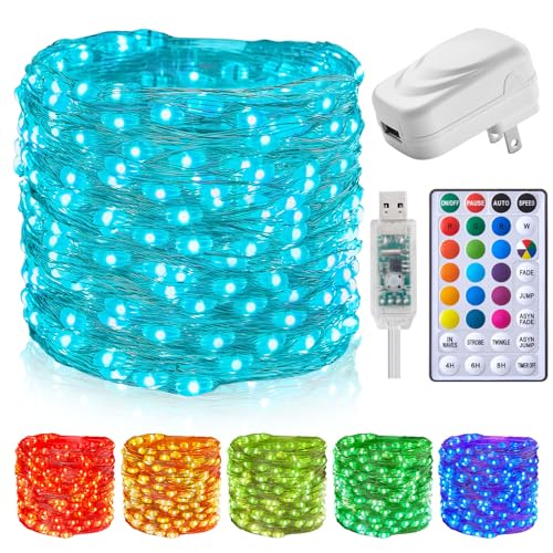 Minetom Color Changing Fairy String Lights: 66 Feet 200 Led Waterproof Twinkle Lights with Remote and Plug and 4 Light Modes for Craft Bedroom Ceiling Wedding Christmas 16 Colors