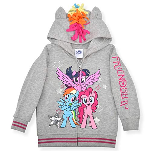 My Little Pony Hasbro Girls Rainbow Dash, Twilight Sparkle and Pinkie Pie Zip Up Hoodie for Toddler and Little Kids