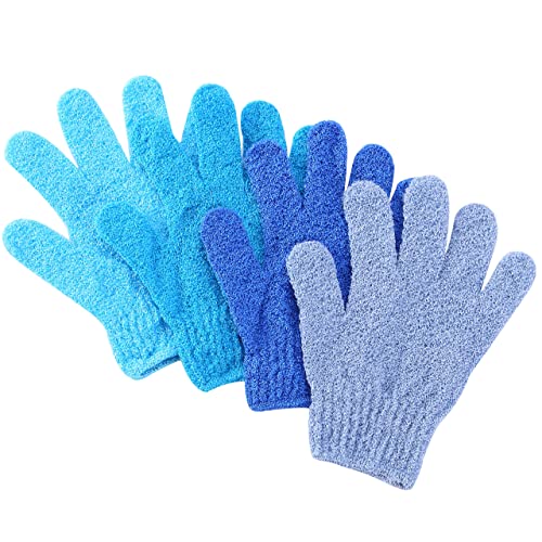 Slick- Exfoliating Gloves, 4 Pcs, Skin Exfoliator for Body, Shower Gloves, Scrub Gloves Exfoliating, Exfoliating Body Scrub Gloves, Loofah Glove, Exfoliation Mitt, Bath Gloves