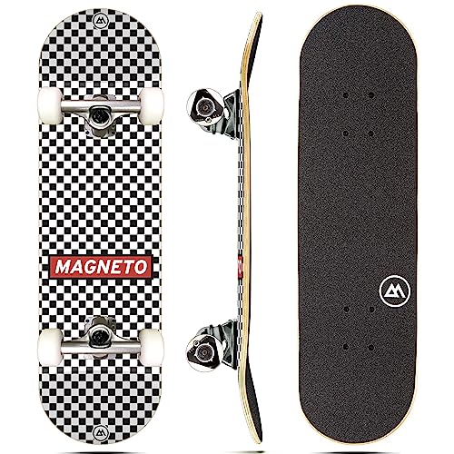 Magneto Complete Skateboard | Maple Wood | ABEC 5 Bearings | Double Kick Concave Deck | Kids Skateboard Cruiser Skateboard | Skateboards for Beginners, Teens & Adults (Free Stickers Included)