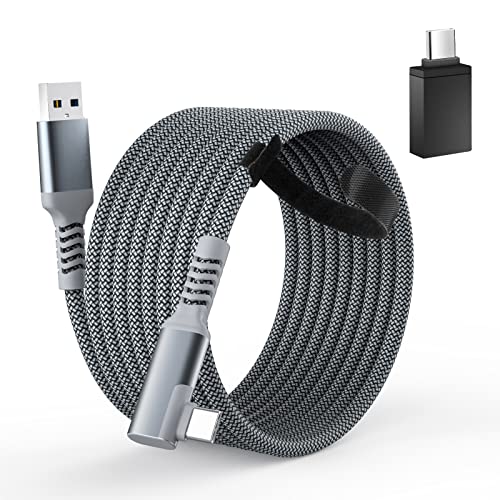 QIYO for Oculus Link Cable, 16FT Link Cable for Oculus Quest 2, High Speed Data Transfer and Fast Charging USB A to USB C Nylon Braided Cable for Oculus VR Headset and Gaming PC (Gray)