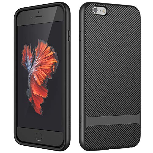 JETech Case for iPhone 6s Plus and iPhone 6 Plus, Slim Protective Cover with Shock-Absorption, Carbon Fiber Design, Black
