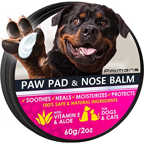 Natural Dog Paw Balm, Dog Paw Protection for Hot Pavement, Dog Paw Wax for Dry Paws & Nose, Canine Paw Moisturizer for Cracked Paws, Cream Butter for Cat, Dogs Paw Protectors (2 OZ)