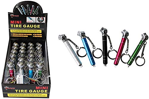Diamond Visions Max Force Mini Tire Gauge Keychain Multi Pack in Assorted Colors (4 Gauges)