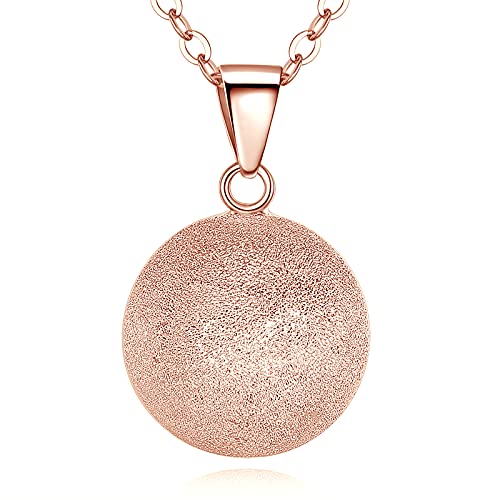 EUDORA Harmony Bola Chime Ball Necklace for Pregnancy and Mom-to-be, Elegant Nail-Sand Finished Maternity Bell Gifts for Mother Wife Daughter, llamador de Angeles, 30 & 45 inch Chain - Rose Gold
