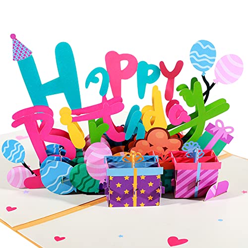 Eersida Happy Birthday Pop Up Card Handmade 3D Popup Greeting Cards Pop Up Birthday Card for Women Kids Adults Friends 7.87 x 5.9 Inch (Fresh Style)