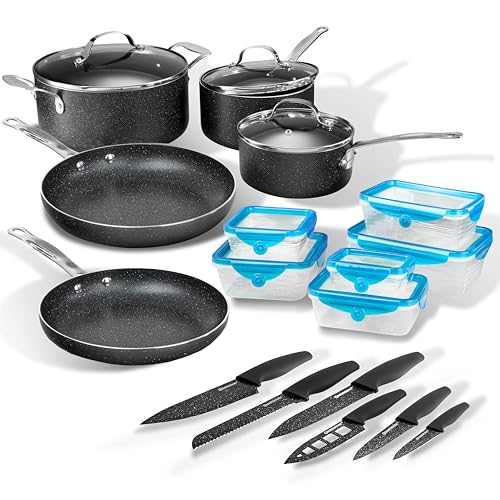 Granitestone 26 Pc Kicthen Pots and Pan Set Non Stick, Kitchen Cookware Sets, Non Stick Pots and Pan Set, Nonstick Cookware Set, Non Toxic Cookware Set, Knife Set, Dishwasher Safe
