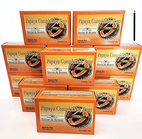 Countryside Papaya Complexion Soap with Papaya Oil 12 pack 125g ea. plus a free LPL Liner 101 Eye pencil