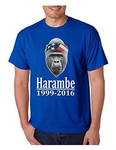ALLNTRENDS Men's T Shirt Harambe Gorilla Support Zoo R.I.P T Shirt (L, Royal Blue)