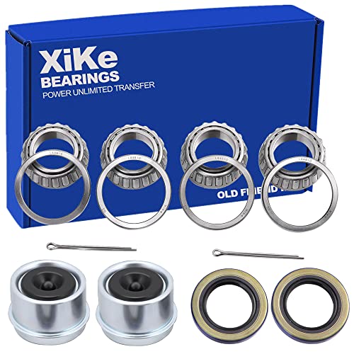 XiKe 2 Set Fits for 1-1/16'' Axles Trailer Wheel Hub Bearings Kit, L44649/L44610 and 12192TB Seal OD 1.980'', Dust Cover and Cotter Pin, Rotary Quiet High Speed and Durable.