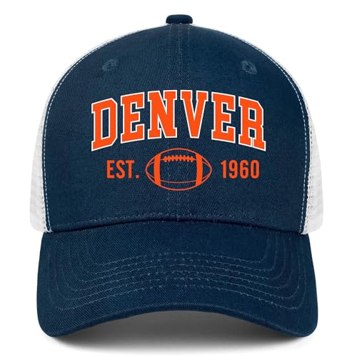 Waykingo Denver Hat Gifts for Men Women Apparel Embroidered Adjustable Baseball Cap Golf Hats Birthday Youth Navy Blue