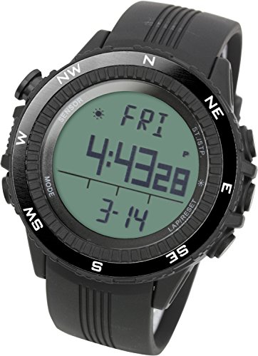 LAD WEATHER Altimeter Watch Barometer Digital Compass Thermometer Weather Monitor Climbing Trekking Camping Hiking Outdoor (Black/Grey)