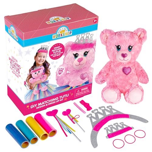Fashion Angels Build-A-Bear Tutu Design and Dress Up Kit - DIY Fashion Craft Kit for Girls - Pretend Play Wands & Crowns for Kids - Matching Rainbow Tutu Kit for Kids- Ages 5 & up