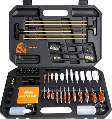 PERWIN Universal Gun Cleaning Kit for All Caliber Pistol Rifle Handgun Shotgun Hunting Cleaning Kit with Brass Rods and Tough Carrying Case, Gun Accessories Gifts for Men