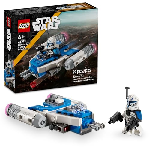 LEGO Star Wars: The Clone Wars Captain Rex Y-Wing Microfighter Building Set, Collectible Star Wars Y-Wing Toy for Kids with Captain Rex Minifigure, Star Wars Gift for Boys & Girls Ages 6 and Up, 75391