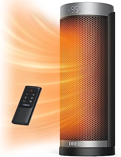 Dreo Space Heaters for Indoor Use, Electric Heater with Remote for Bedroom Large Room, 16 inch Upgraded 1500W Fast Heating with Thermostat, Overheating & Tip-Over Protection, 70°Oscillating, Portable
