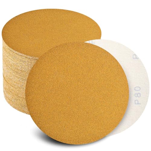 Keeimp 6 Inch Sanding Discs Hook and Loop No Hole, Da Sandpaper for Automotive and Woodworking, 80, 120, 220, 320, 400 Grit, 20 PCS Each Grit(Pack of 100)