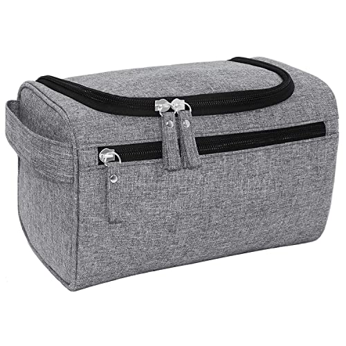 Buruis Travel Toiletry Bag for Men and Women, Hanging Toiletry Organizer Cosmetics Makeup Bag, Water-resistant Dopp Kit Shaving Bag, Small Toiletry Bag for Travel Essentials, Accessories (Gray)