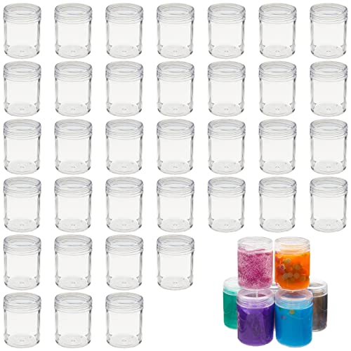Juvale 35-Pack 1.2 oz Clear Plastic Jars with Lids for Beads, Beauty Products - Small Empty Containers for Slime Supplies and Ingredients