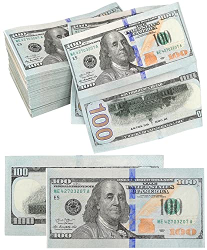 Iconikal Disposable Dinner Paper Party Napkins, 100 Dollar Bill Money, 48-Count