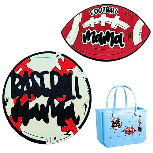 Lovyit Bogg Bag Sports Charms Accessories Decorative Insert Charms for Simply Southern Totes and Beach Bags, Rubber 3' Baseball Sports Charm Accessories for Beach Totes (Baseball+football)