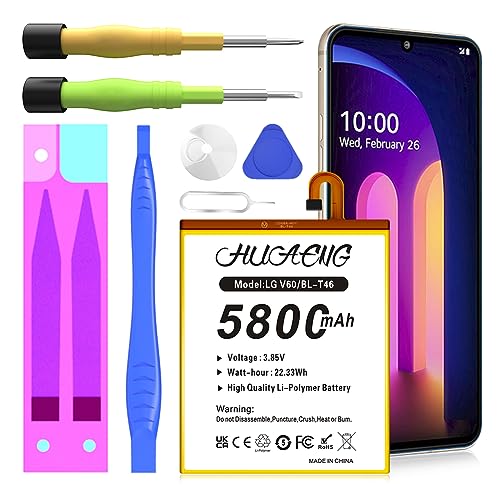 Battery for LG V60 ThinQ, Upgraded [5800mAh] BL-T46 High Capacity Battery Replacement for LG V60 ThinQ 5G LM-V600TM T-Mobile/Sprint/U.S. Cellular with Repair Tool Kit