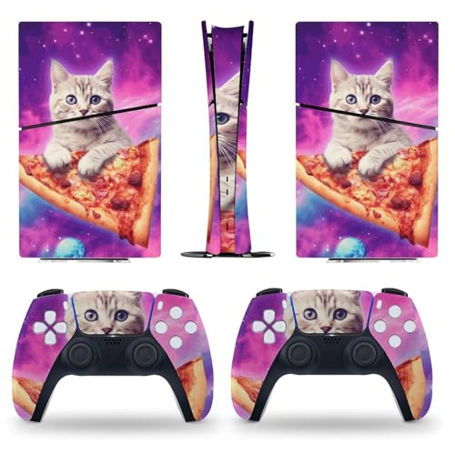 AoHanan Sticker for 5 Slim Digital Skin Cat Pizza Print Skin Console Controller Accessories Cover Skins Anime Vinyl Cover Sticker Full Set Only for 5 Slim Digital Edition