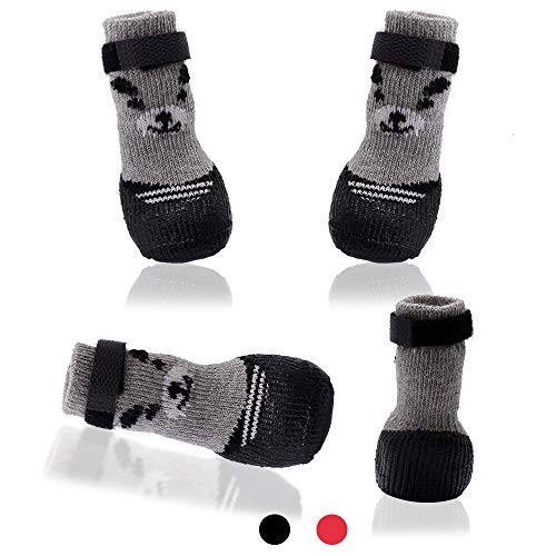 AblePet Dog Boots Waterproof Shoes Breathable Socks, with Anti-Slip Sole and Adjustable Magic Tape All Weather Protect Paws Only Fit for Small Dog(4Pcs)(Black, XS)