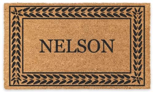 COCO MATS 'N MORE Coir Personalized Door Mat, (14” x 22” Black) Welcome Mats with Vinyl Backing | Tough Coir Bristles Cleans Dirtiest Shoes | Housewarming Gifts (Leafy Vine)