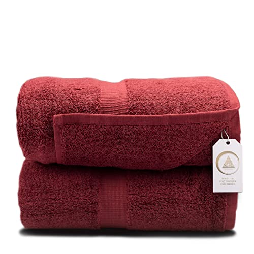 Zenith Luxury Bath Sheets Towels for Adults - Extra Large Bath Towels Set 40X70 Inch, 600 GSM, Oversized Bath Towels Cotton, Bath Sheets, XL Towel 100% Cotton. (2 Pieces,Cranberry)